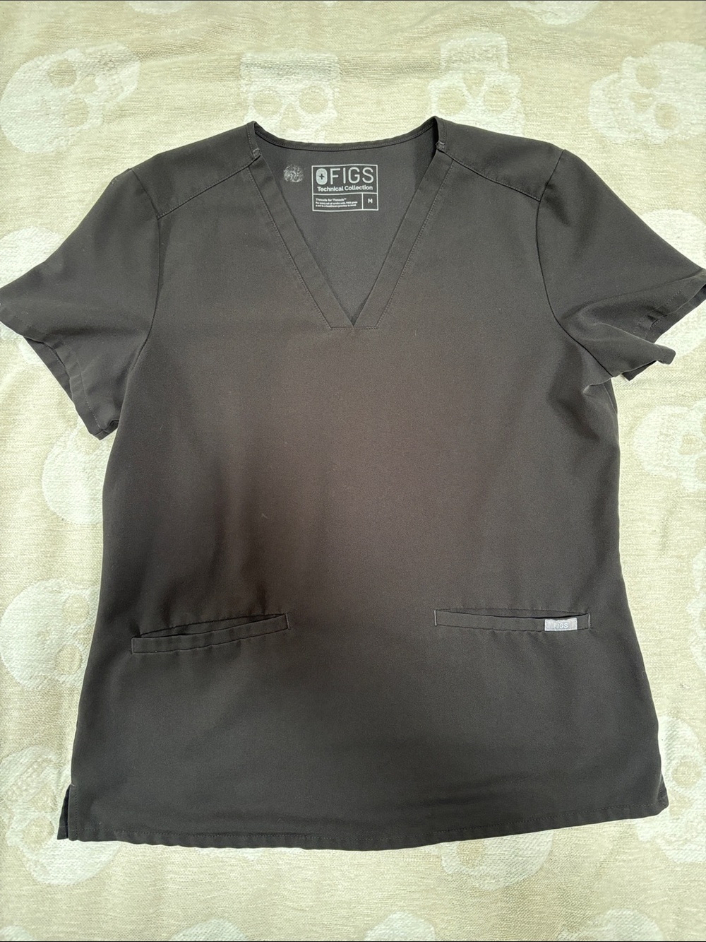 Figs Black Casma Medical Scrub Top